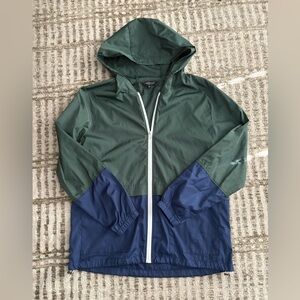Avoogue green blue windbreaker rain coat jacket zip up size M